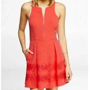 Express Coral Pebbled Textured Sleeveless Dress